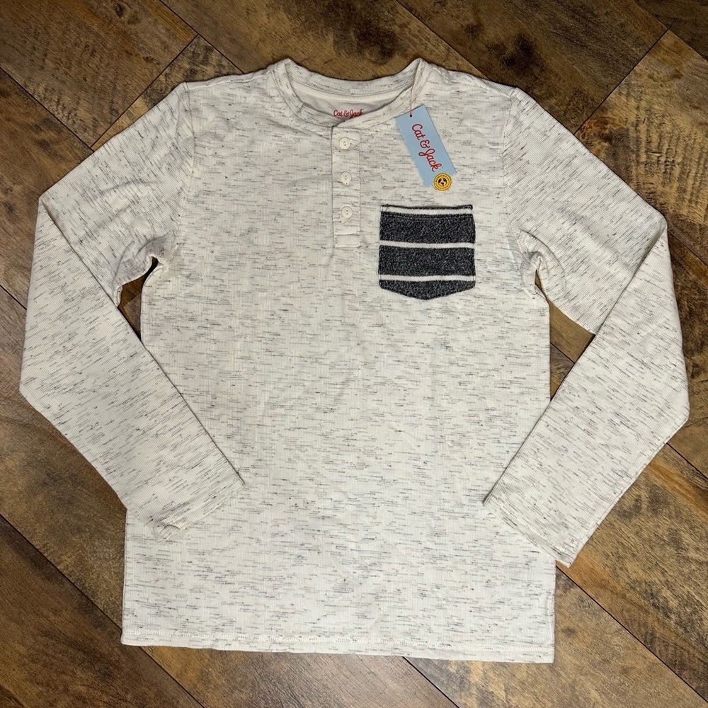 CAT & JACK Boys’ Thermal Pocket Henley Tee, Size XXL (18), NWT